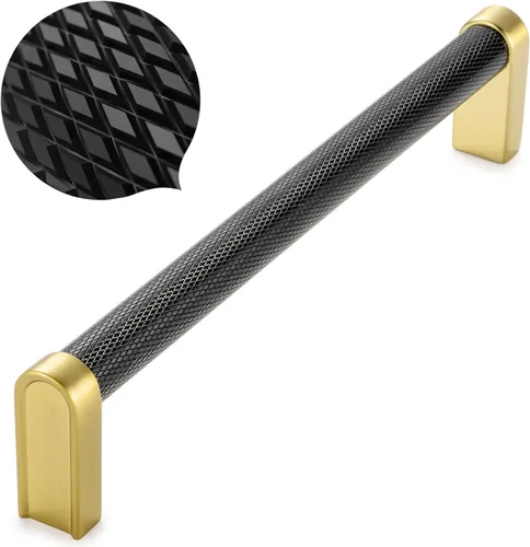 Vista 24 de Koofizo - Paquete de 10 tiradores de gabinete estriados para armario, manija negra para muebles (1.1 pulgadas/28 mm), herrajes sólidos K22