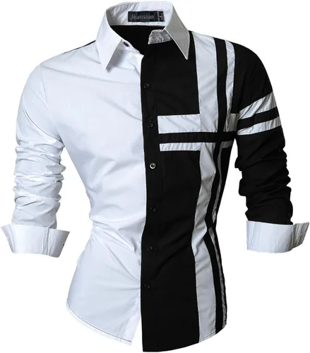 Vista 42 de jeansian - Camisas de manga larga de ajuste entallado para hombre (8397), con botones, informales y de vestir.