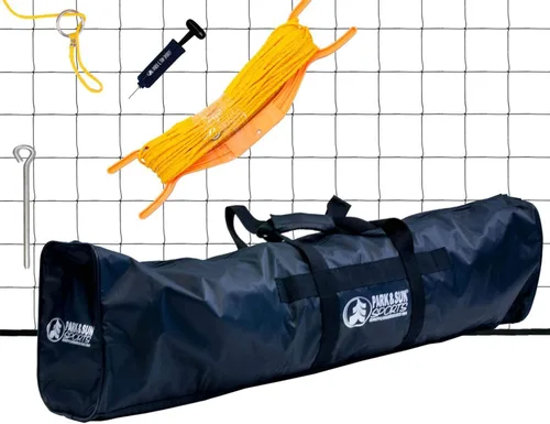 Vista 5 de Park & Sun Spiker Sport Portable Outdoor Volleyball Net System – Blue Net, Regulation Size 32' L x 3' H, Adjustable Height, Lightweight, Includes