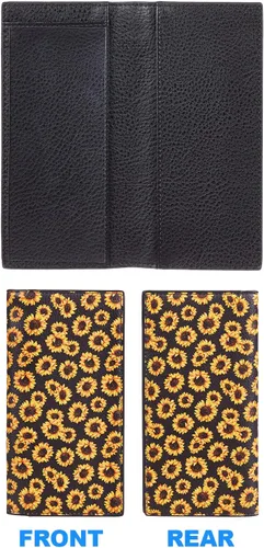 Vista 5 de CASMONAL Funda de cuero prémium para chequera para hombres y mujeres, cartera con bloqueo RFID