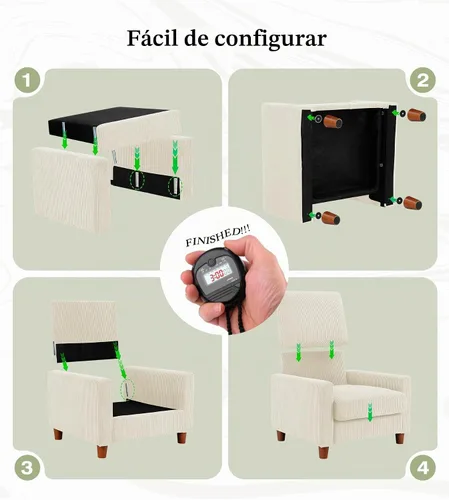 Vista 6 de Kidirect Silla de acento extragrande de 35.5 pulgadas, sillas de sala de montaje fácil, silla de lectura de pana para dormitorio, sillas de acento