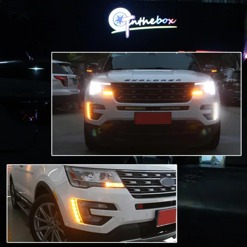 Vista 8 de para 2016 2017 2018 2019 Ford Explorer luces antiniebla de circulación diurna DRL de parachoques delantero lámpara de señal de giro secuencial