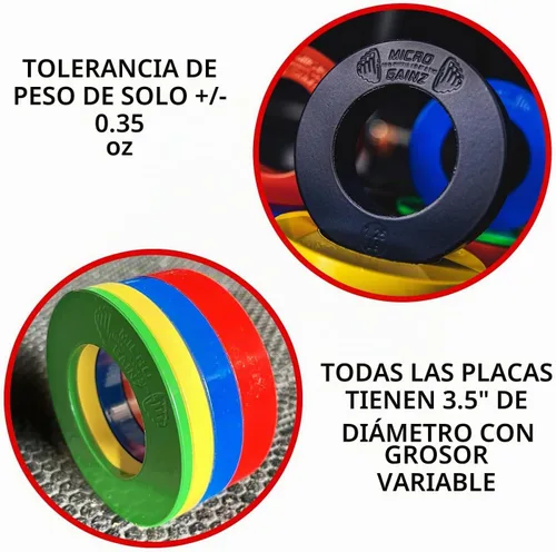 Vista 5 de Micro Gainz - Placas fraccionarias olímpicas, 10 piezas, con bolsa, multicolor