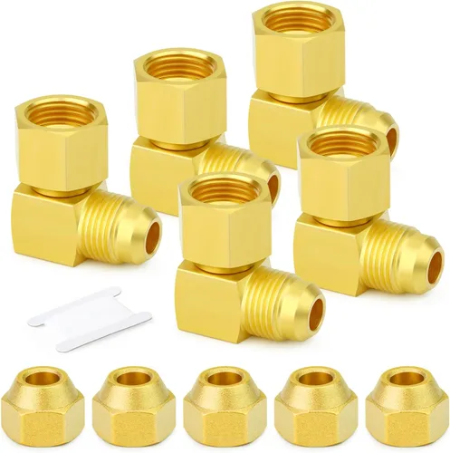Vista 30 de GASHER Adaptador de codo de montaje de tubo de latón de 1/2 pulgada flare x 1/2 pulgada NPT macho Pipe