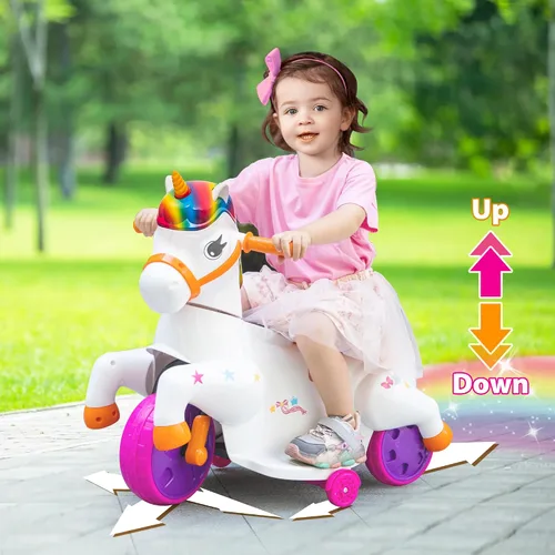 Vista 2 de Juguete de paseo en coche para niños pequeños TOBBI Juguete de paseo en unicornio para niños y niñas de 3 ruedas, motocicleta eléctrica para niños