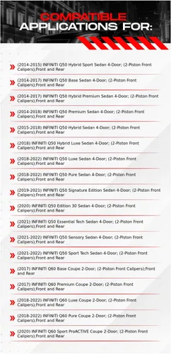 Vista 2 de R1 Concepts Kit de frenos delanteros y traseros para Infiniti Q50 2014-2022; INFINITI Q60 2017-2022 Almohadillas de cerámica, rotores ranurados