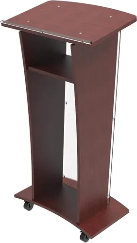 Vista 6 de FixtureDisplays® Podio Chruch de madera con panel frontal de acrílico escarchado, atril de púlpito de 46.5 pulgadas de alto con decoración de cruz