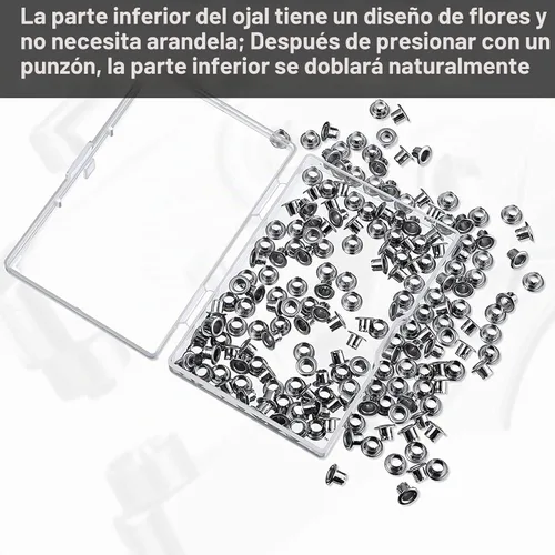 Vista 8 de Kit de herramientas para ojales, alicates para ojales, plata, 3/16 pulgadas Plateado