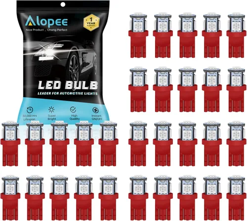 Vista 8 de Alopee Paquete de 10 bombillas LED 4114 de polaridad no polar, luz diurna blanca, T25, 4114, DC 12V, para bombilla de luz de freno trasero de señal