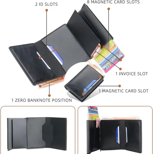 Vista 3 de ZAINJO Wallets For Men Business Credit Card Holder Men's Multifunctional Aluminum Alloy Pickup Bag Mini Slim Wallet Coin Purse Card Holder Wallet