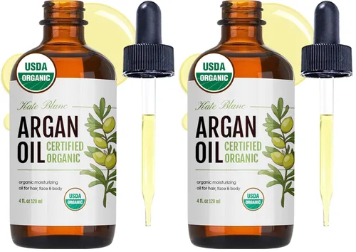Vista 8 de Aceite de Argán marroquí orgánico virgen 100 % puro con certificación USDA, prensado en frío por Kate Blanc Estimula el crecimiento para el pelo