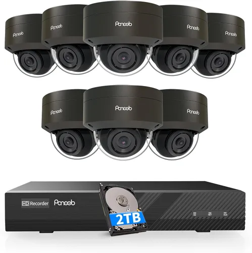 Vista 10 de Sistema de cámara de seguridad PoE, 6 cámaras domo IP PoE con cable de 5MP IK10 a prueba de vandalismo al aire libre con detección de persona, IP66