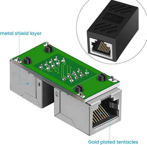 Vista 4 de Acoplador RJ45, acoplador Ethernet, extensor de cable de red de Internet hembra a hembra para Cat7/Cat6/Cat5e/Cat5, paquete de 8