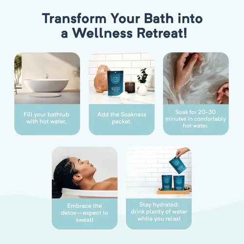 Vista 5 de Soakness Sales de baño de sal de Epsom con peróxido de hidrógeno, fabricado en Estados Unidos, sales de baño patentadas, recuperación muscular