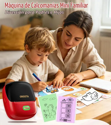 Vista 7 de ORGSTA Impresora de etiquetas adhesivas, 300DPI Ultra-Clear Mini Portable Sticker Maker S002