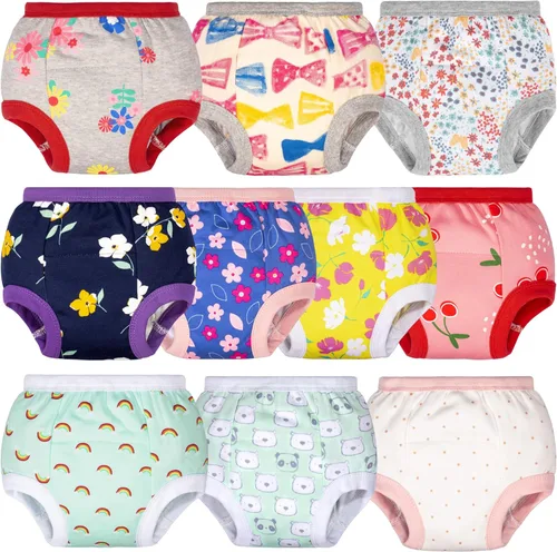 Vista 16 de BIG ELEPHANT Ropa interior de entrenamiento para ir al baño, 100% algodón, absorbente, unisex, pantalones para niños y niñas Serie Floral