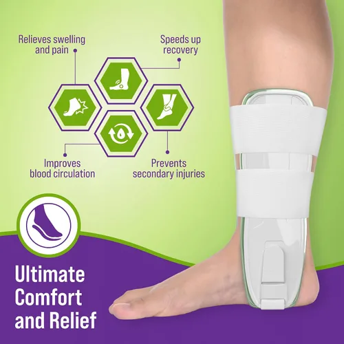 Vista 4 de MARS WELLNESS Estribo de tobillo de gel de aire de alta calidad, estabilizador de tobillo con terapia de aire y gel de frío, talla única
