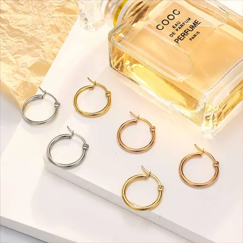 Vista 6 de Jstyle 3-4pares de aretes argollas de acero inoxidable, aro de 10mm-50mm para mujer