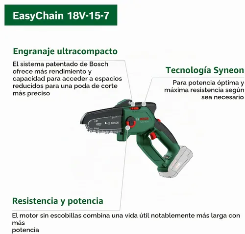 Vista 3 de Bosch Sierra de podar compacta inalámbrica para el hogar y el jardín EasyChain 18V-15-7