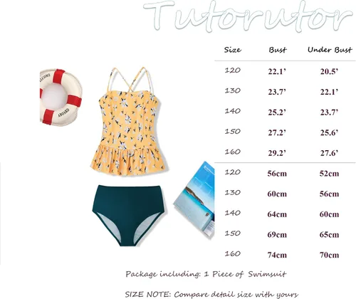 Vista 3 de Tutorutor Conjunto de bikini de 2 piezas con volantes y estampado floral para niñas y niñas