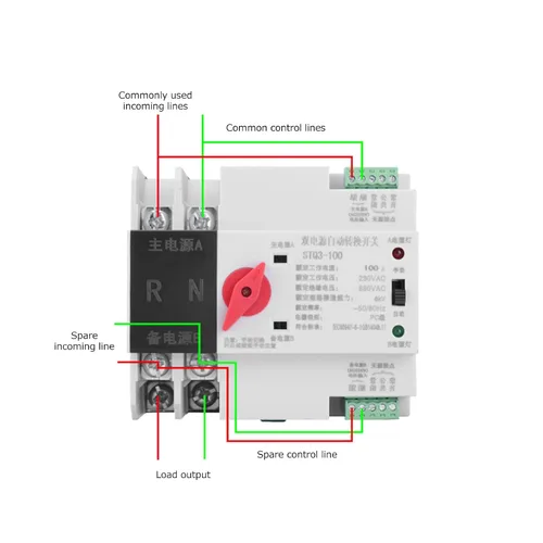 Vista 6 de Interruptor de transferencia automática de energía Interruptor de cambio de generador de energía ZGQ5-100/2P 220V Auto conversión de molde