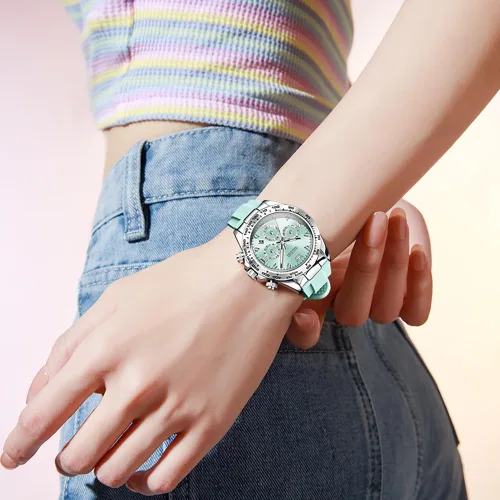 Vista 6 de OLEVS Relojes femeninos pequeños de diamantes de lujo - pulsera de acero inoxidable, vestido de negocios impermeable analógico luminoso fecha