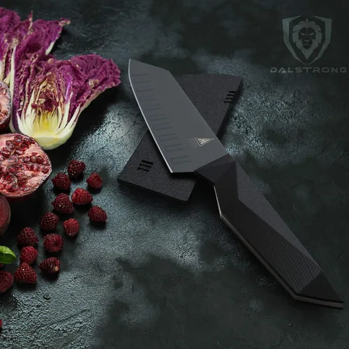 Vista 8 de Dalstrong Santoku - Cuchillo de 7 pulgadas, serie Shadow Black, cuchillo de cocina extremadamente afilado, recubierto de nitruro de titanio negro