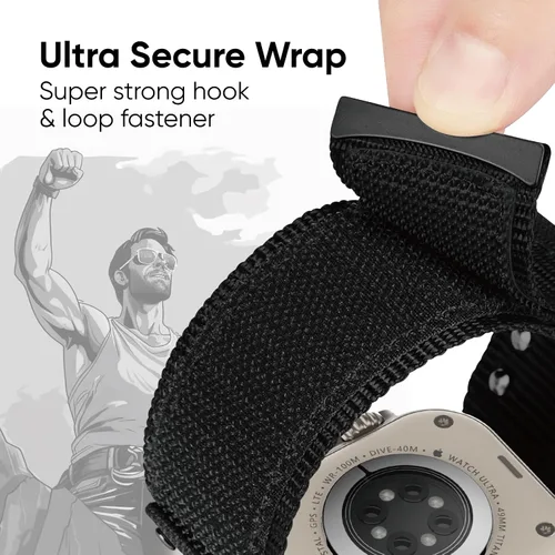 Vista 3 de Suitisbest Correa deportiva compatible con Apple Watch Ultra 2 Band/Apple Watch Ultra Band 1.929 in 1.772 in 1.732 in 1.654 in para hombre, correa
