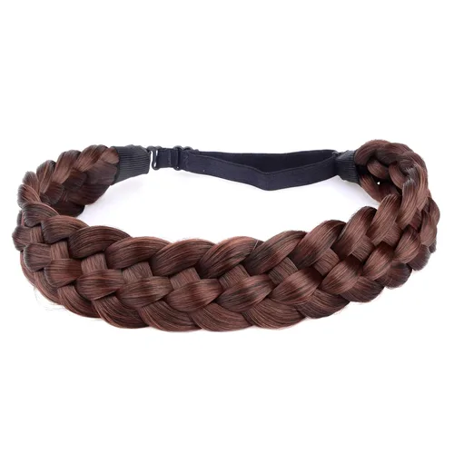Vista 34 de Diadema clásica de cabello sintético trenzado de 5 hebras, trenzas gruesas y anchas, extensión de cabello con elástico para mujeres y niñas
