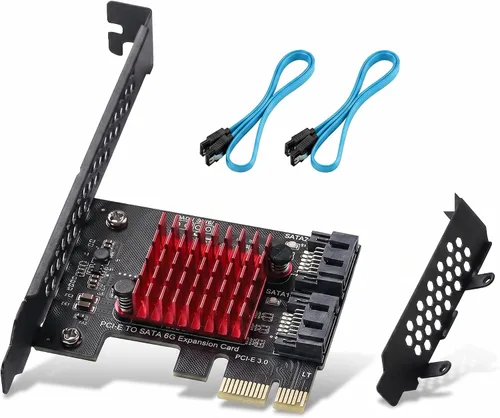 Vista 11 de Tarjeta PCI Express a SATA 3.0 de 2X 10 Puertos, Tarjeta de Expansión PCI Express a SATA III de 6Gbps, Chips ASM1166+JMB575