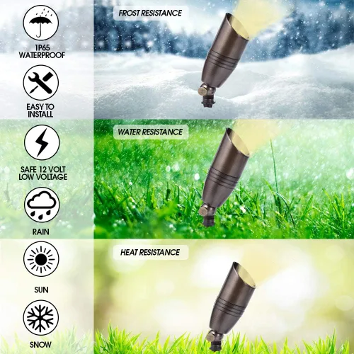 Vista 3 de Focos LED para exteriores, iluminación de paisaje 108 – Foco de latón macizo, luces LED para patio, paisaje de seguridad para hermoso, brillante