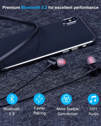 Vista 2 de Auriculares inalámbricos NANAMI, auriculares Bluetooth actualizados, resistencia al agua IPX7, auriculares intrauditivos con micrófono, banda