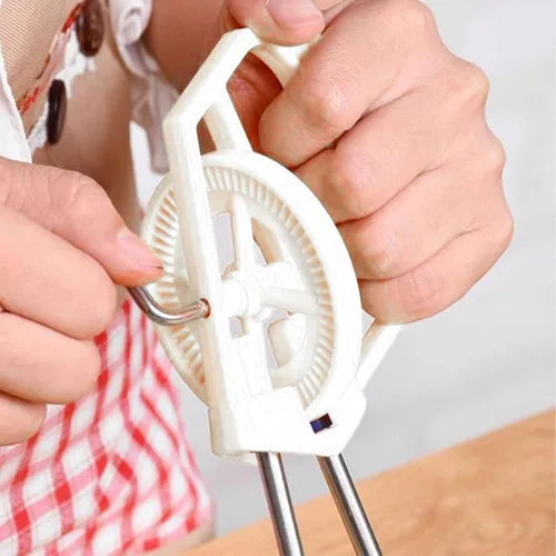 Vista 5 de Batidora de mano manual, manivela de alta eficiencia de rotación automática de acero inoxidable para cocinar (blanco)