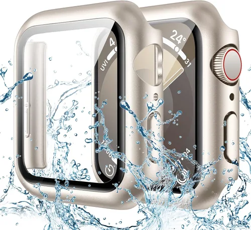 Vista 11 de Goton - Funda impermeable para Apple Watch 38 mm Series 3 2 1, protector de pantalla de vidrio templado, protección completa de policarbonato duro