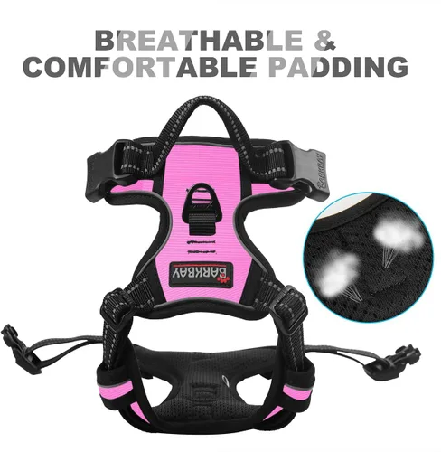 Vista 142 de BARKBAY - Arnés para perro sin tirones con clip frontal, material resistente y reflectante, asa de fácil control para pasear perros grandes