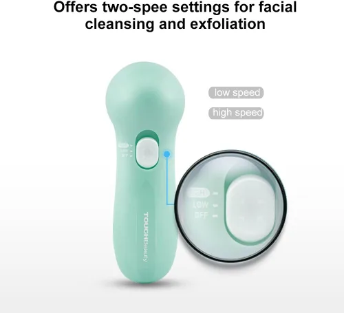 Vista 5 de TOUCHBeauty Juego de cepillos faciales portátiles con estuche y 3 cabezales de cepillo giratorio, cerdas de limpieza de poros profundos de 0.002 in