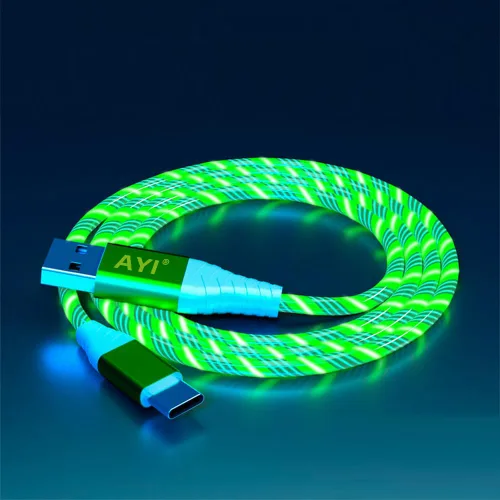 Vista 18 de AYI 3 combinaciones de múltiples puertos USB A a USBC Micro PD cable de carga rápida iluminado flujo de corriente compatible con casi todos