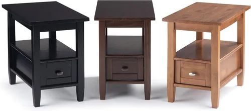 Vista 13 de SIMPLIHOME - Mesa lateral estrecha rectangular Warm Shaker, de madera maciza, de 14 pulgadas de ancho, estilo transicional, color negro, para sala