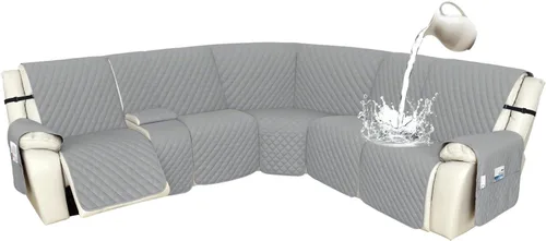 Vista 109 de Arfntevss Fundas de sofá modular reclinable, 100% impermeable, en forma de L, para sillón reclinable en forma de L, funda seccional lavable