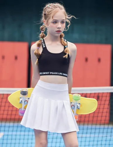 Vista 2 de Arshiner Faldas de tenis para niña con pantalones cortos, falda plisada atlética, falda pantalón de entrenamiento con bolsillos para niños de 4 a 13