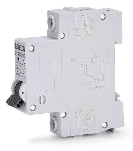 Vista 2 de Interruptor de Circuito en Miniatura AC, Interruptor de Circuito de 6 Amperios 120V/240V de 1 Polo Montaje en Riel DIN, Interruptor de Desconexión