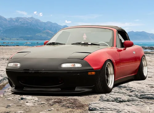Vista 3 de Spoiler para defensa delantero agregado de poliuretano Mazda 2 RX-MX5 90-97 - Tipo deportivo de 5 puertas.