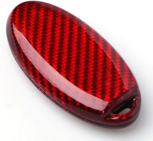 Vista 2 de HHYE0113 - Llavero de fibra de carbono rojo remoto sin llave para Nissan Infiniti GTR 370z Altima Q60 Q70 QX80 Armada 350Z