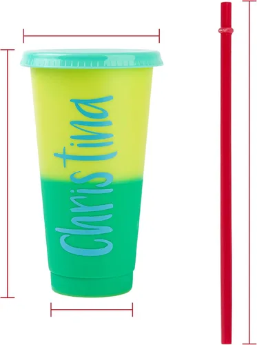 Vista 3 de Vasos que cambian de color con tapas y popotes, vasos de plástico reutilizables que cambian de color con tapa a prueba de salpicaduras, tazas que