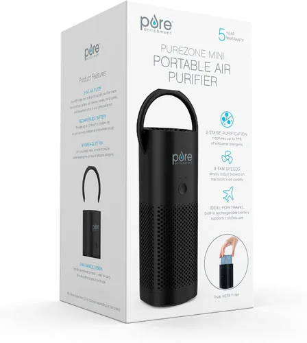 Vista 9 de Pure Enrichment - Mini purificador PureZone de aire portátil – Filtro True HEPA inalámbrico que limpia el aire y elimina el 99.97% del polvo, olores