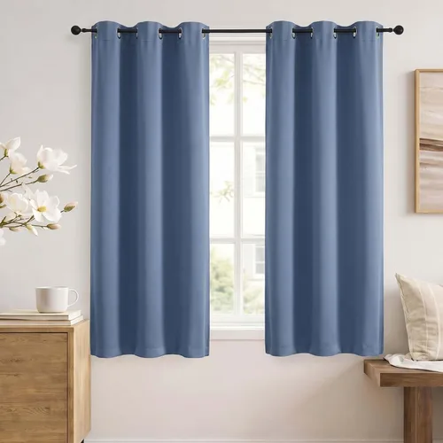 Vista 77 de Simplebrand Cortinas blancas puras de 96 pulgadas de largo para oscurecer la habitación, juego de 2 paneles para dormitorio/sala de estar, bloqueo