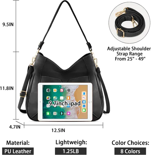 Vista 5 de Bolsos y bolsos de cuero sintético para mujer, bolso grande con correa ajustable
