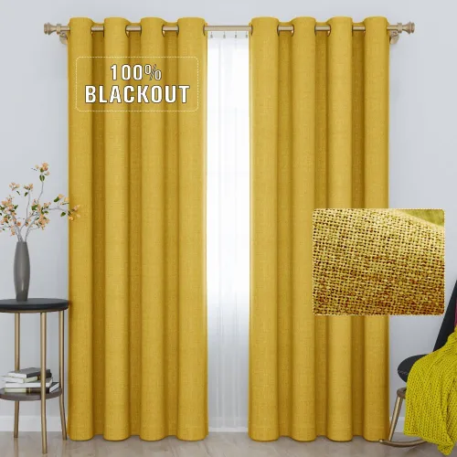 Vista 13 de Cortinas opacas con aspecto de lino de 84 pulgadas de largo, 100% absolutamente opacas, con aislamiento térmico, ahorro de energía, con textura, 2