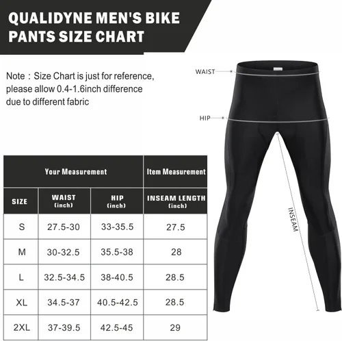 Vista 7 de qualidyne Pantalones largos de ciclismo para hombre, mallas acolchadas 4D para ciclismo, leggings para ciclismo al aire libre