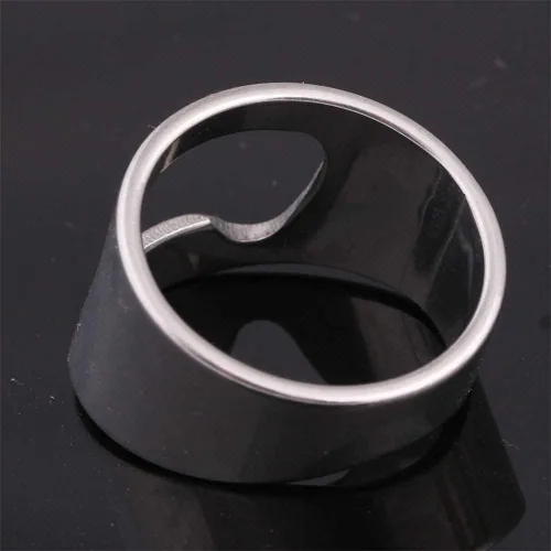 Vista 6 de INRENG - Anillo de acero inoxidable con abridor de botellas, para hombres y mujeres